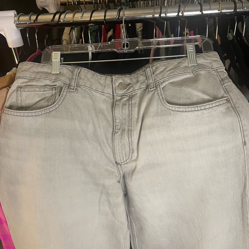 NWOT ZARA Extra-Wide Leg Jean Gray Wash SZ 10